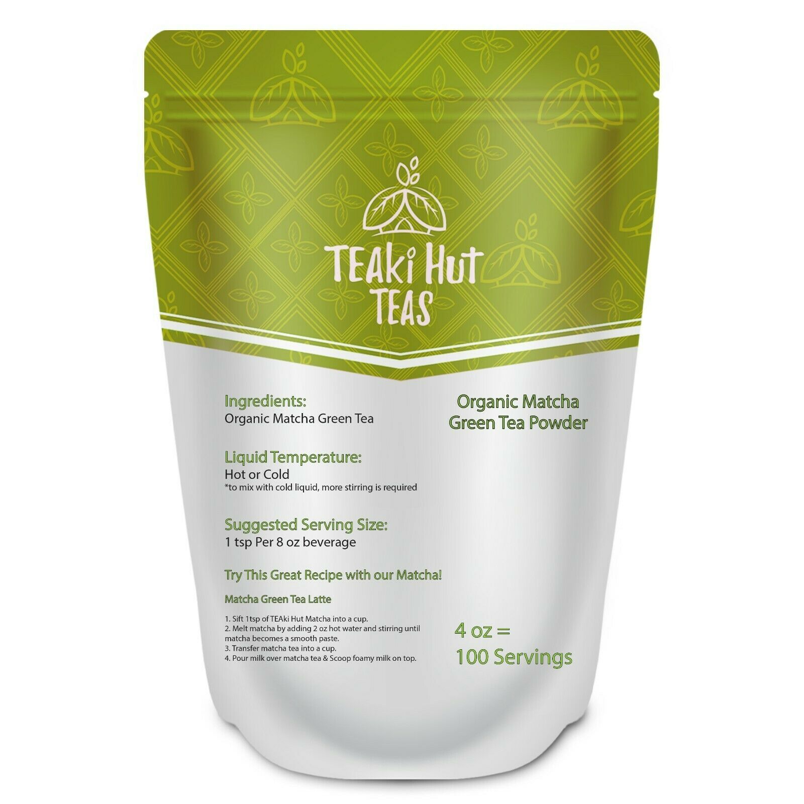 TEAki Hut Matcha Green Tea Powder Organic Ceremonial Grade Potent