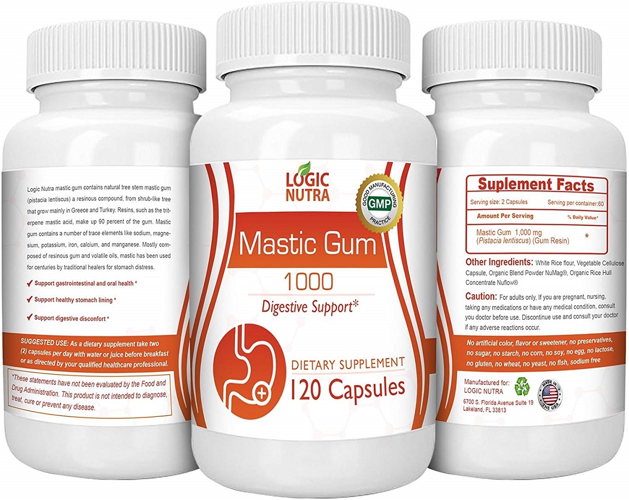 Mastic Gum 1000 mg 120 Vegetarian Capsules by Logic Nutra, Supports