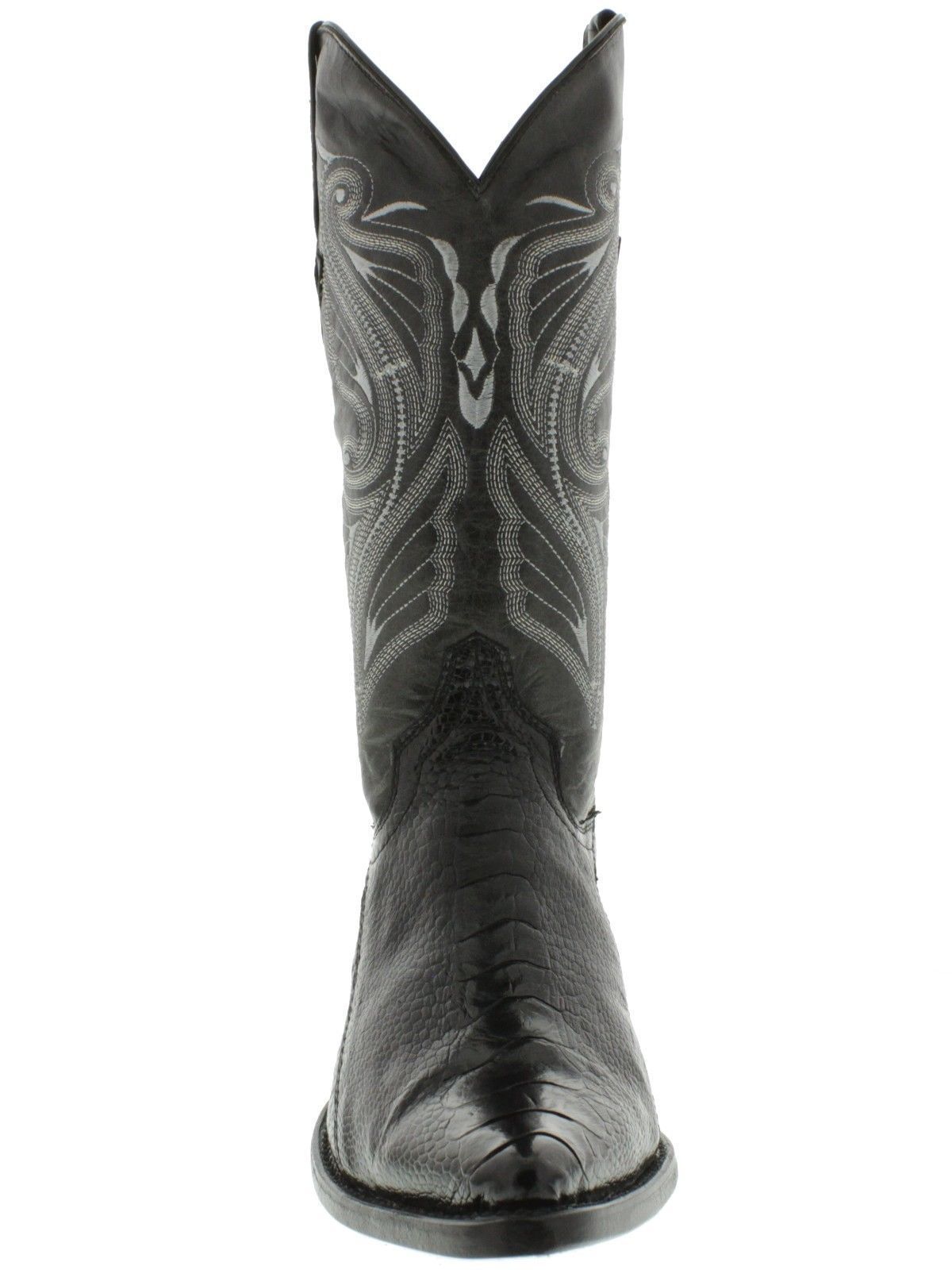 Mens Black Stingray Pattern Leather Western Cowboy Boots Row Stone Round Toe
