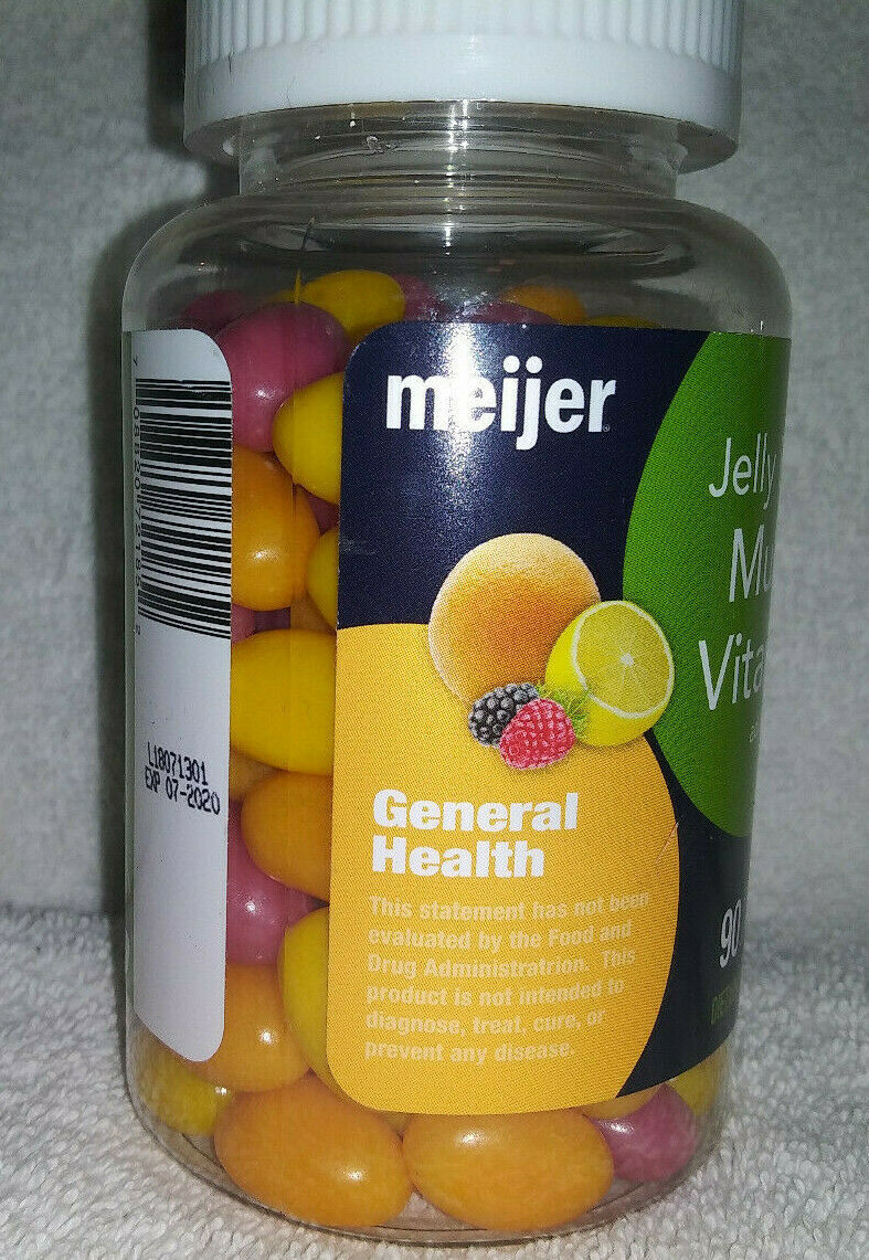 Meijer Jelly Bean Adult MultiVitamin Fruit Flavors 90 Count SEALED 7/