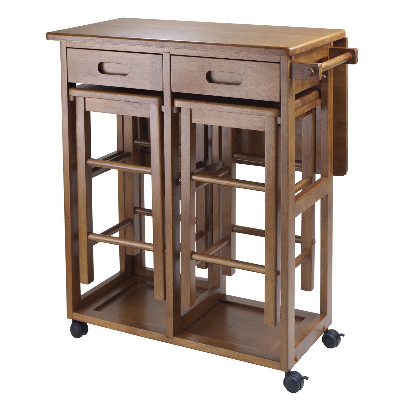 Small Kitchen Island Table Stools Set Space Saver Drop Leaf Storage ...