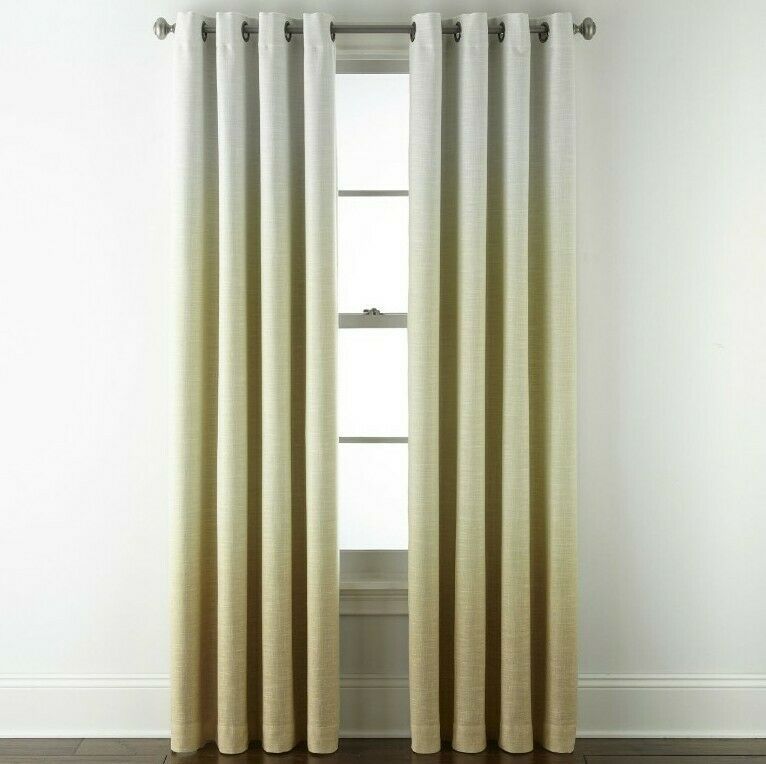 (1) NEW JCPENNEY JCP HOME Sullivan Ombre YELLOW Grommet 50 x 84 Curtain