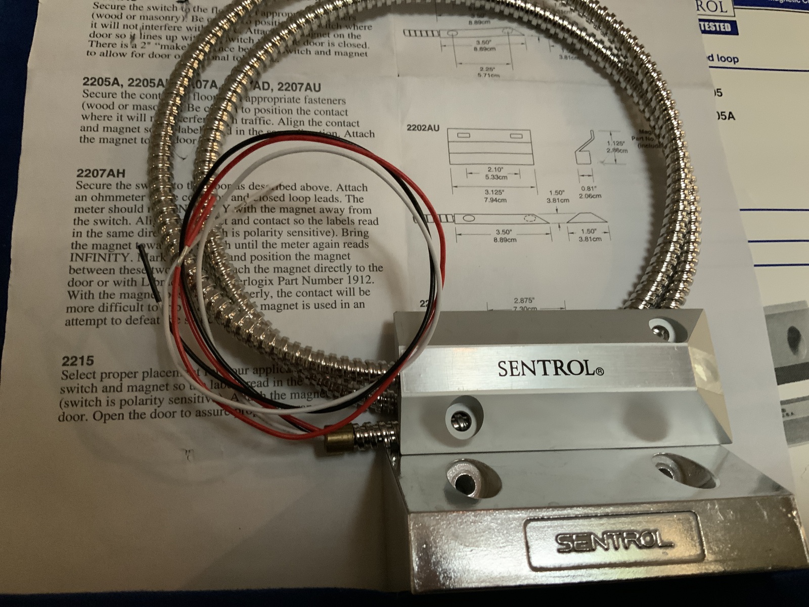 SENTROL CONTACTS 2205 Series, SPDT 2207A, gap distance 3