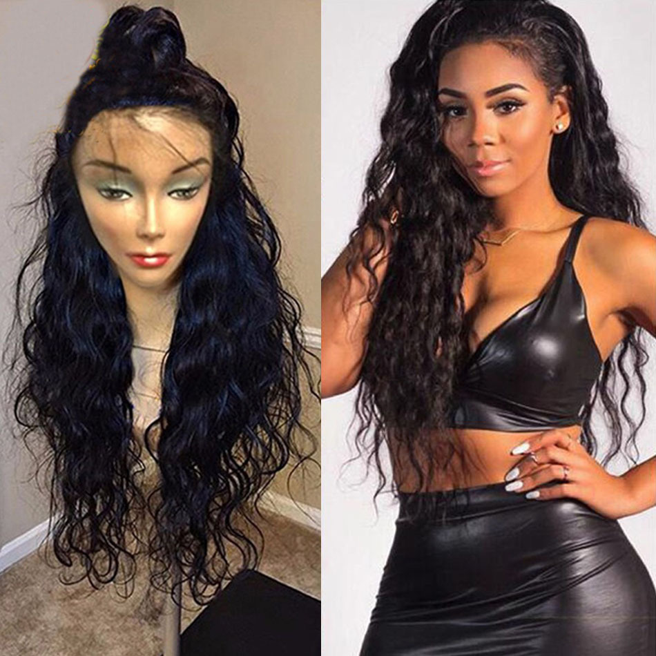 Human Hair Wigs Full Lace/Lace Front Water Wet Wavy Natural Color 10-24 Inches