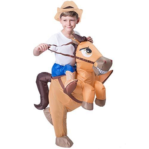 Spooktacular Creations Inflatable Cowboy Riding a Horse Air Blow-up ...