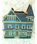 Vintage, Blue Victorian House Wooden Bills or Mail Box 9.5in x 8in x 2in - $23.70
