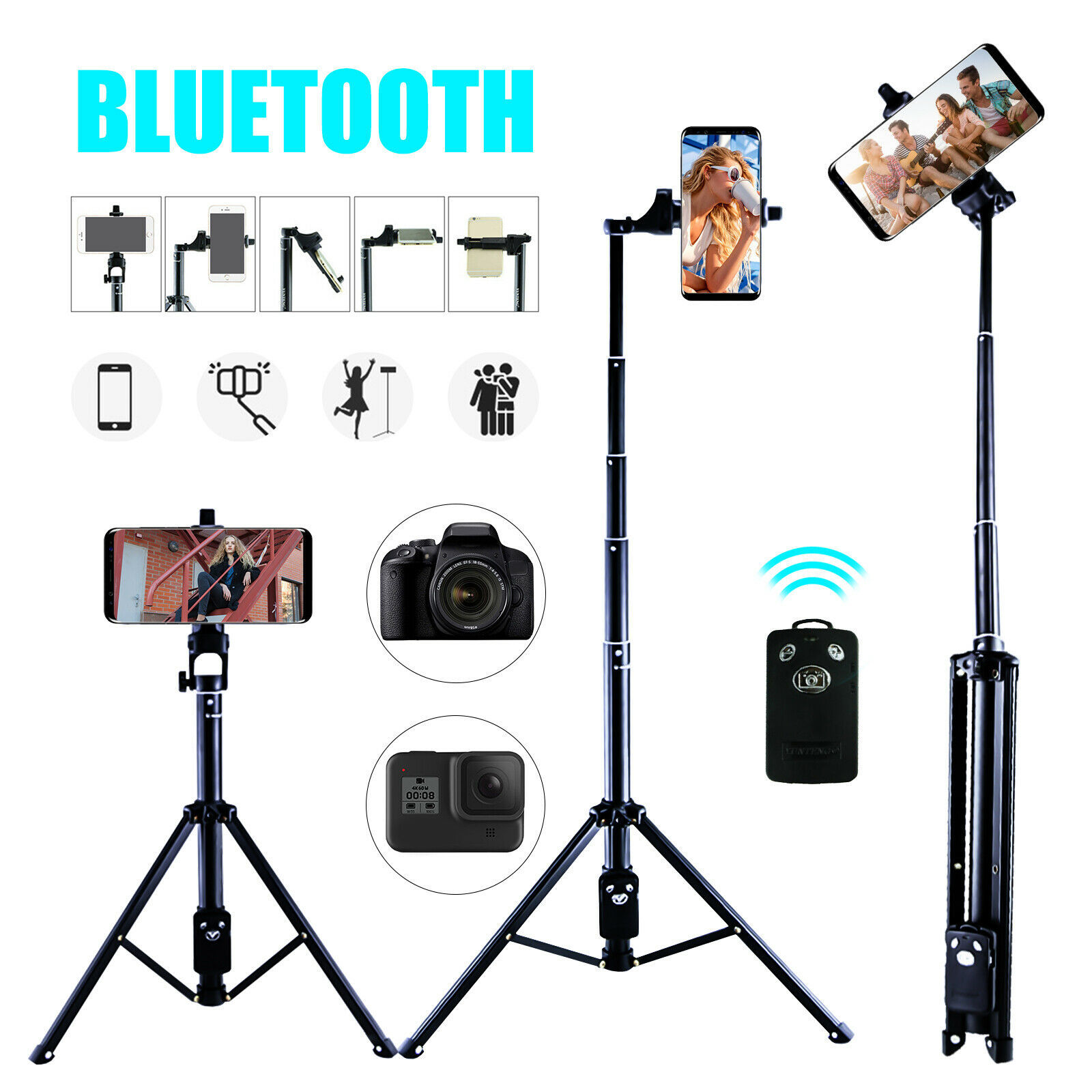 3 in 1 Wireless Bluetooth Selfie Stick Universal Tripod Extendable