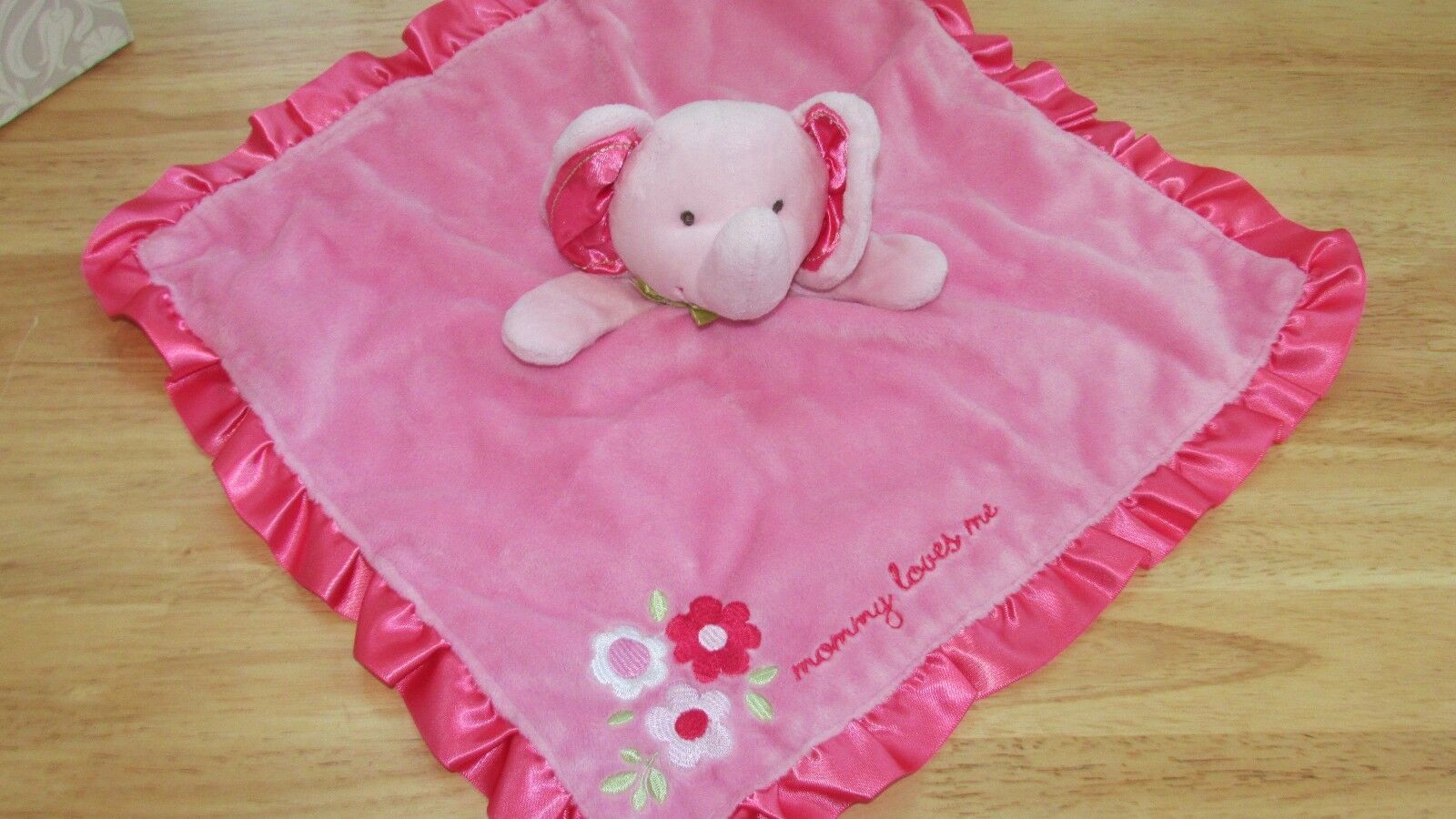 NWT Carters Mommy Loves Me Brown Pink Elephant Security Blanket Lovey Baby Toy