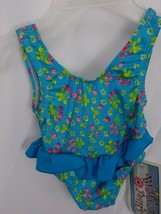 BEACH PARTY BABY SWIM SUIT 18 MOS BLUE CHERRY CLUSTERS SUMMER NYLON LYCR... - $9.99