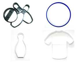Bowling Ball Pins Shirt Sport Activity Hobby Set Of 4 Cookie Cutters USA... - $8.99