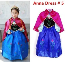 Princess Anna Elsa Queen Girls Cosplay Costume Party Formal Dress Anna #5 - $15.82