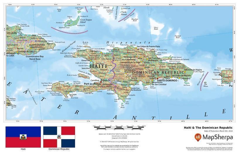 Haiti & The Dominican Republic Laminated Wall Map (MSH) - US