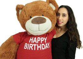 5 Foot Teddy Bear Wears Removable Happy Birthday Tshirt, Soft Cookie Dou... - $177.11