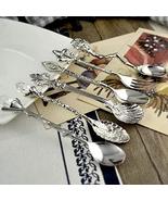 6pcs/set Vintage Spoons Fork Mini Royal Style Metal Gold Carved Coffee S... - $16.60
