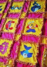 Handmade Rag Quilt for girls,36 x 40, Embroidered Whimsical Sea Life Qui... - $75.00