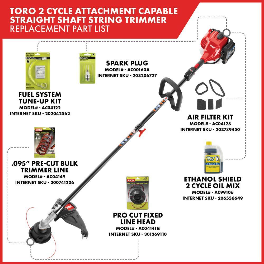 Toro Gas String Trimmer 2Cycle 25.4cc Attachment Capable Straight