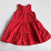 H&M Red Pink Hearts Corduroy Tiered Dress Size 2-3 - $14.11