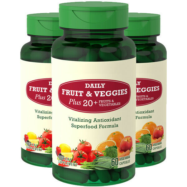 Nature Fruits and Veggies 3X60 Caps per Bottle 20+ Fruits and Vegetables