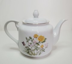 Takahashi Teapot Floral Tea Rose Butterfly Japan Porcelain Hand Paint La... - $28.96