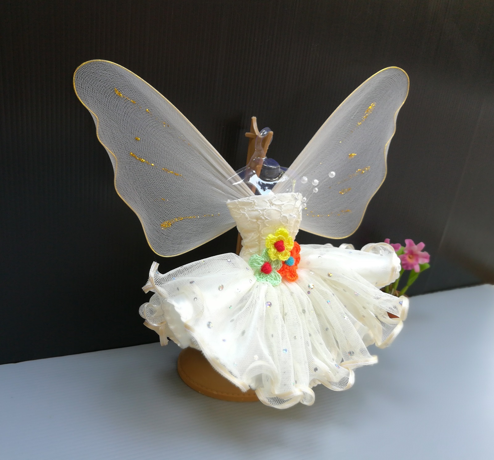 Fairy Butterfly Angel Outfit Handmade Costumes for Barbie Dolls Clothing Pink