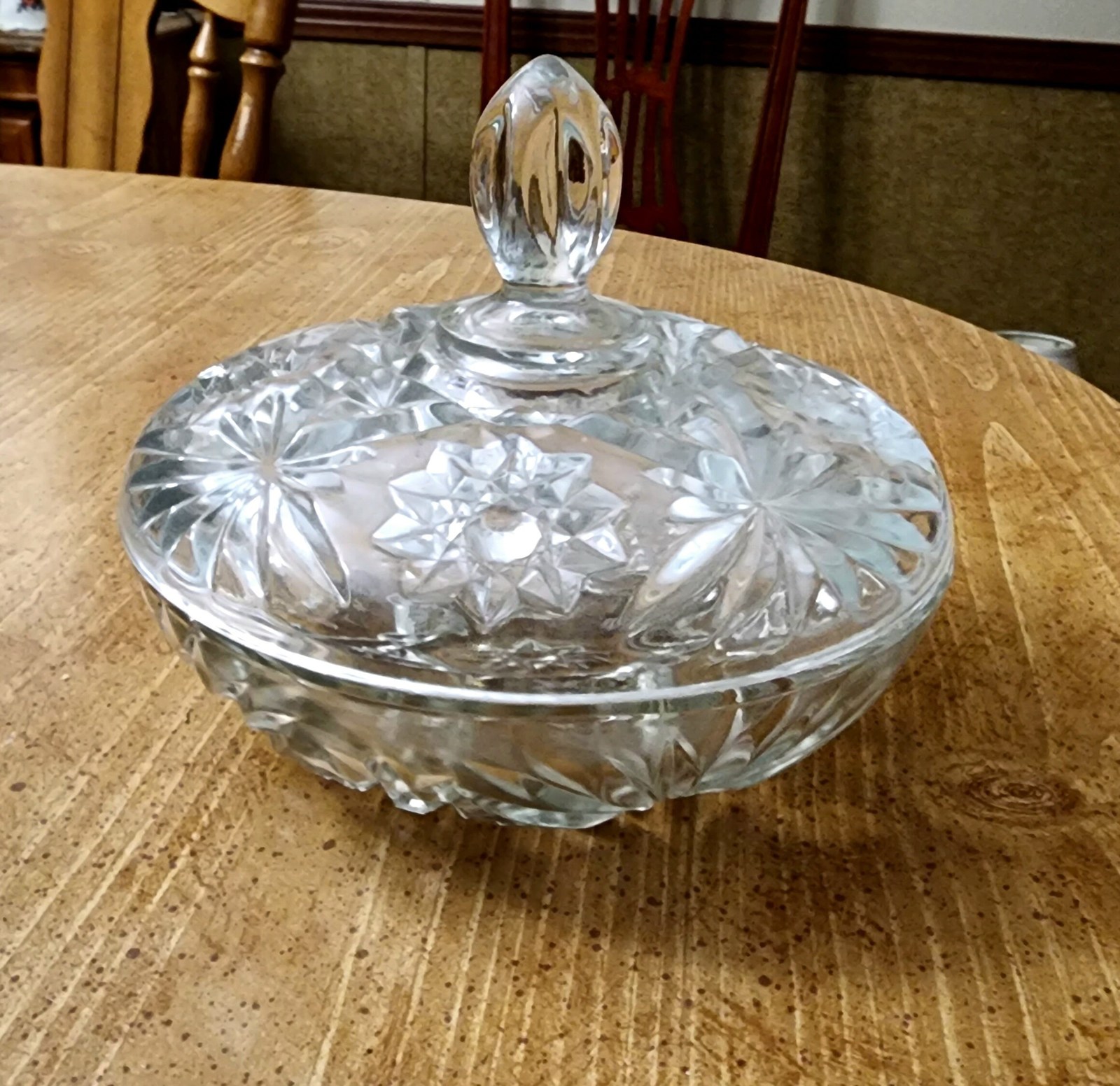 Vintage Anchor Hocking Star of David Candy Dish with Lid, Collectible