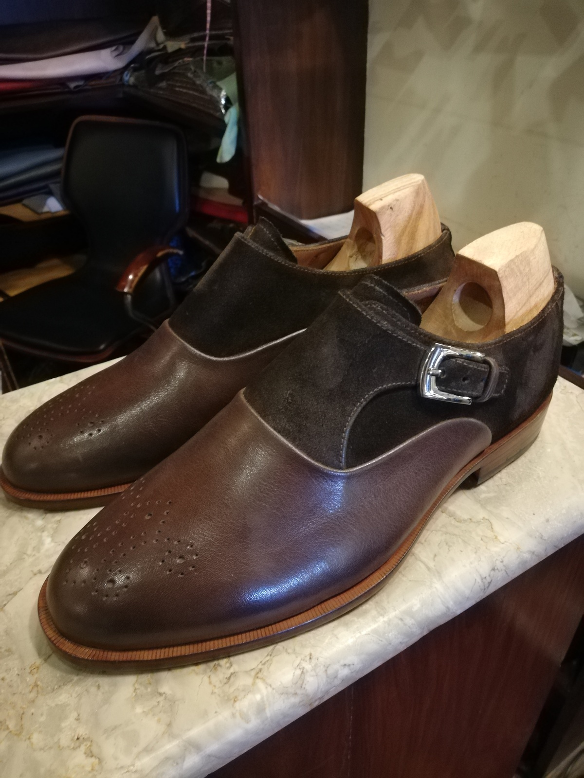 Handmade Leather Monk Shoes for Men Men Dress Shoes Buckle Strap Monk Shoes Men