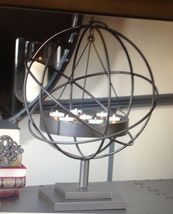 Seven Tealight Holder Freestanding Sphere or Hanging 22" High Iron Black Candle image 4