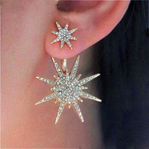 Swarovski Crystal Star Earrings Stud Dangle Drop in Gold Tone Plate or S... - $65.99