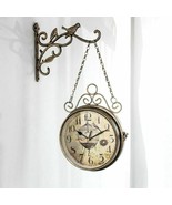 Vintage Retro Wall Hanging Clock Creative Double Sided Simple Iron Clock - $75.16