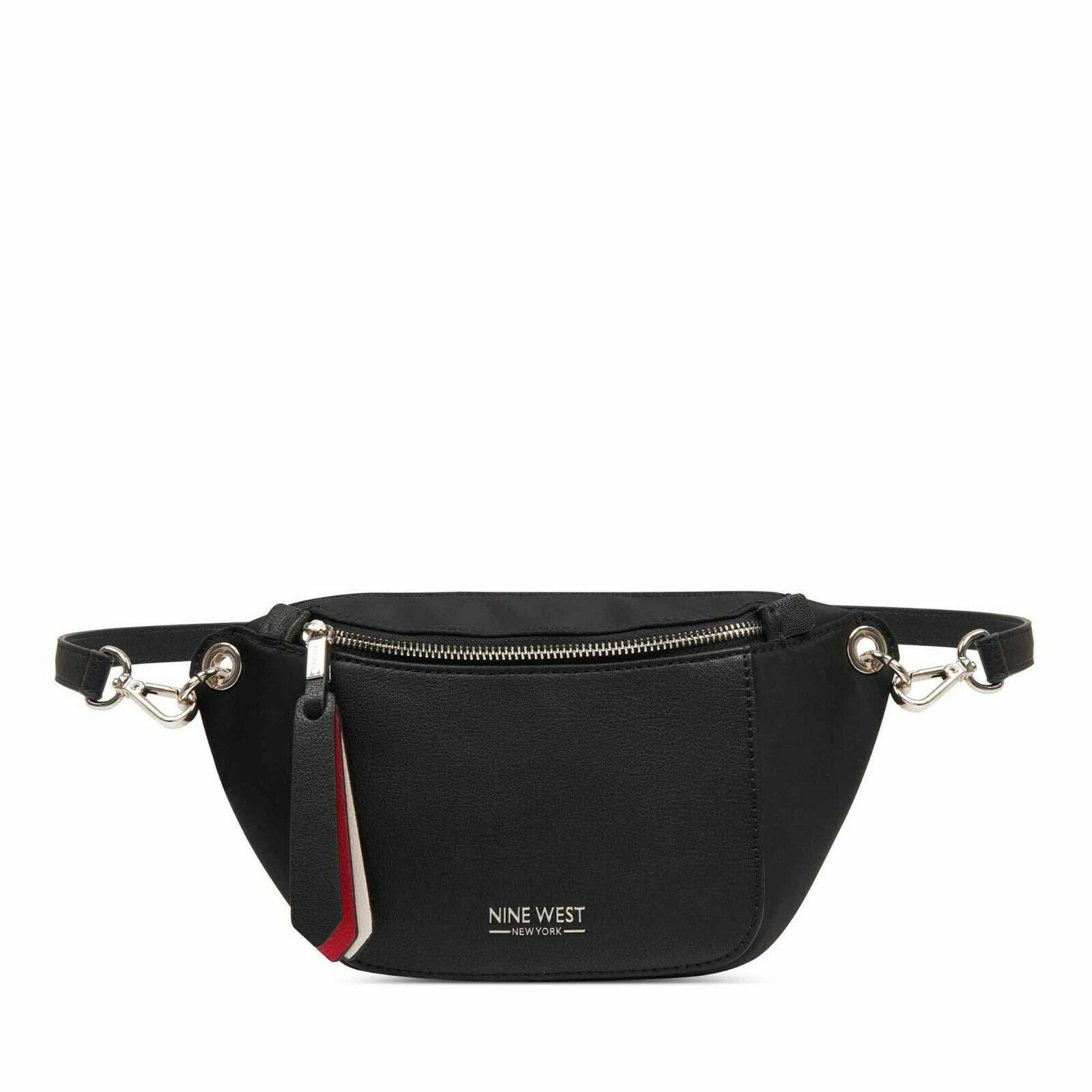 New Nine West Black Nylon Compartment Zip Strap Shoulder Bag 11