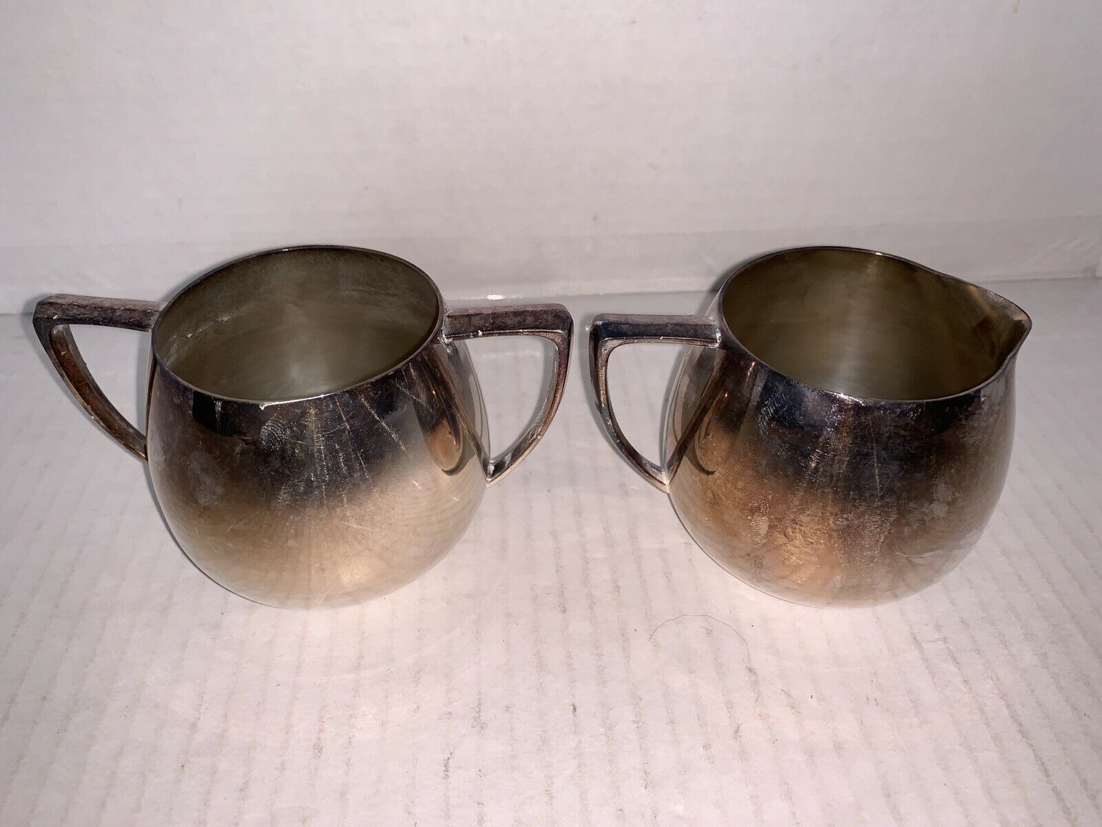 Vintage Empire Crafts Quadruple Silver Plate Creamer and Sugar