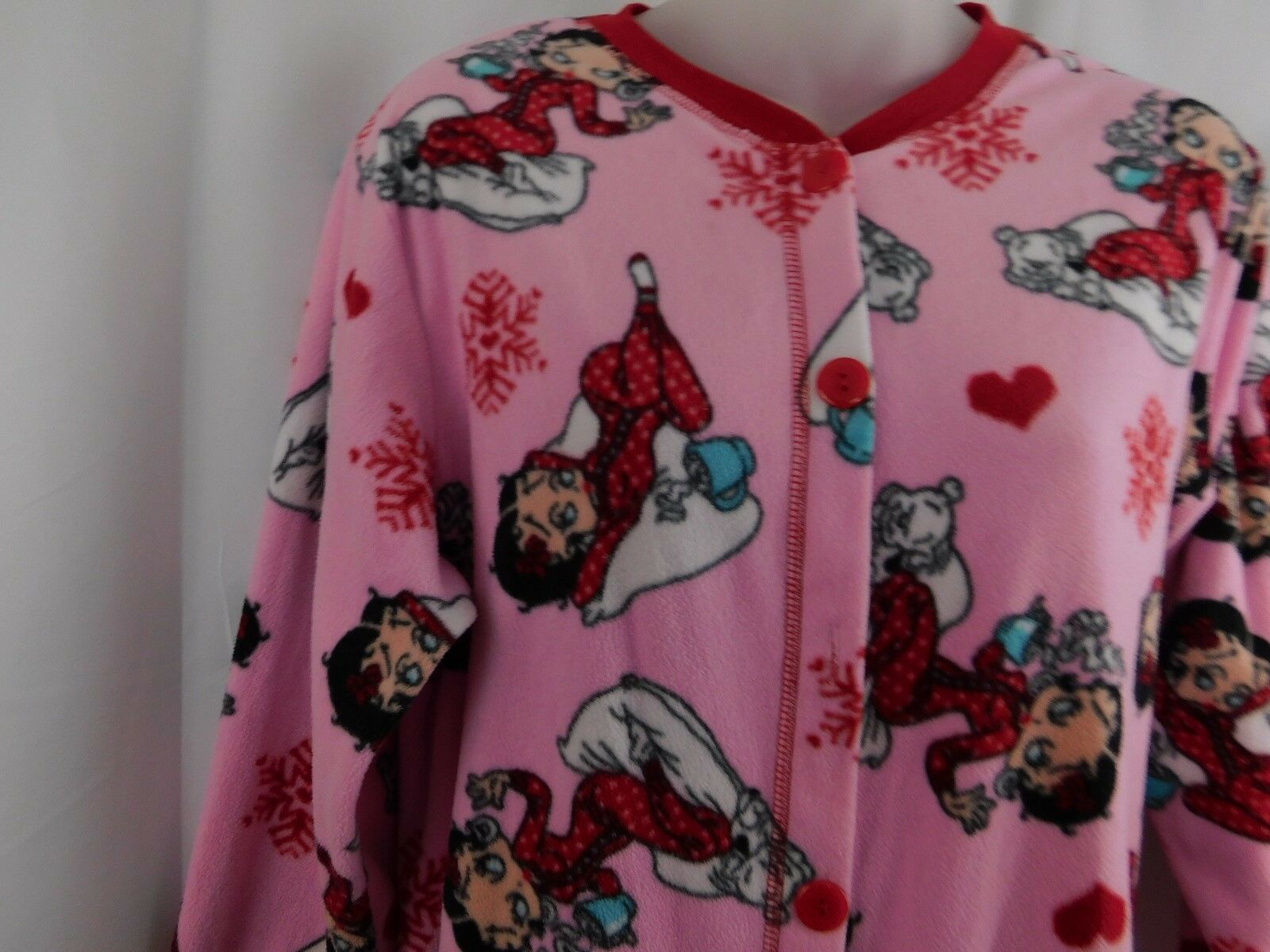 Betty Boop Womens Pajamas Size 7/9 Sleepwear Flannel Pink Red 1 Piece ...