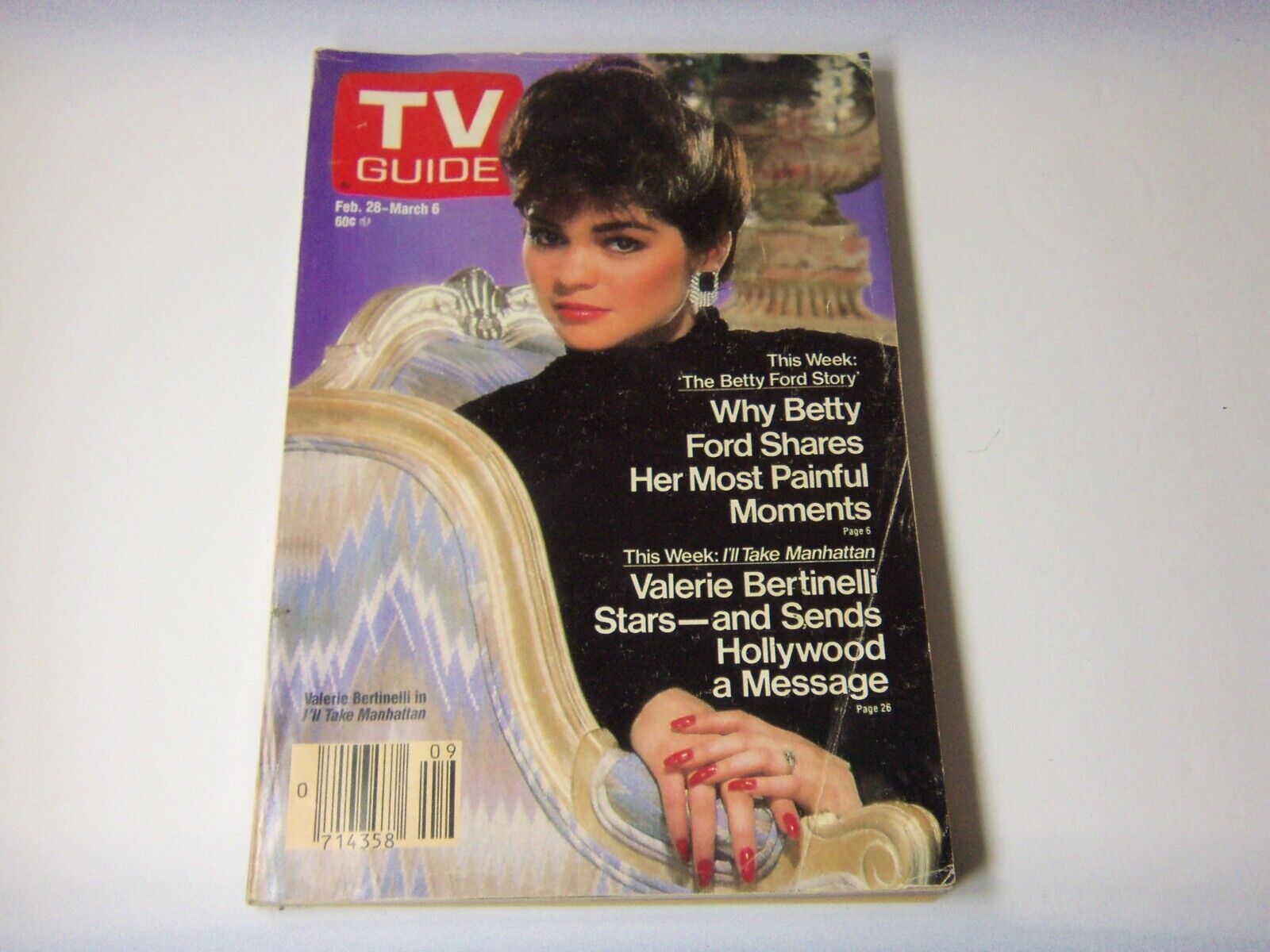 VINTAGE TV GUIDE MAGAZINE FEB 28 - MARCH 6 , 1987 VALERIE BERTINELLI ...