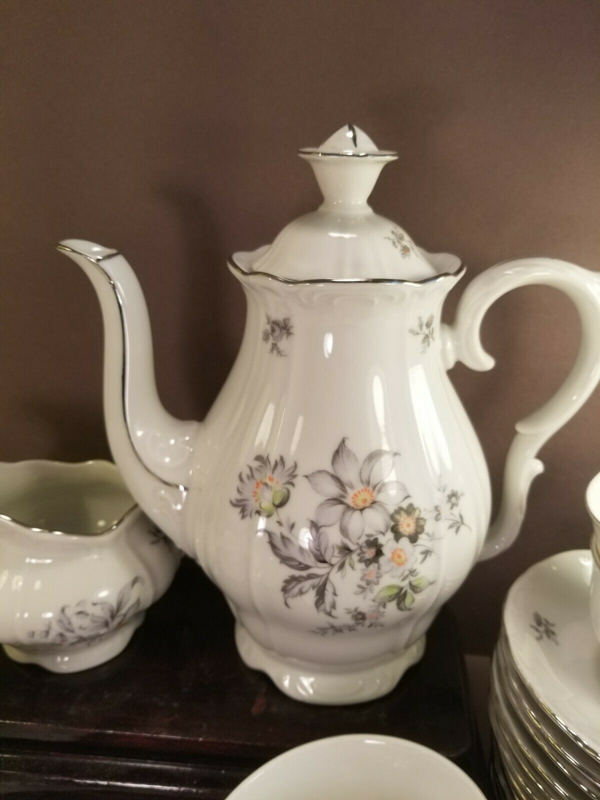 Vintage Fine Bohemian China Wild Flower Pattern Cups & Saucers