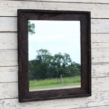 The Post & Beam Walnut Finished Antique 1927 Oak Rustic Mirror 3.5"--Vintage Rus - $57.00