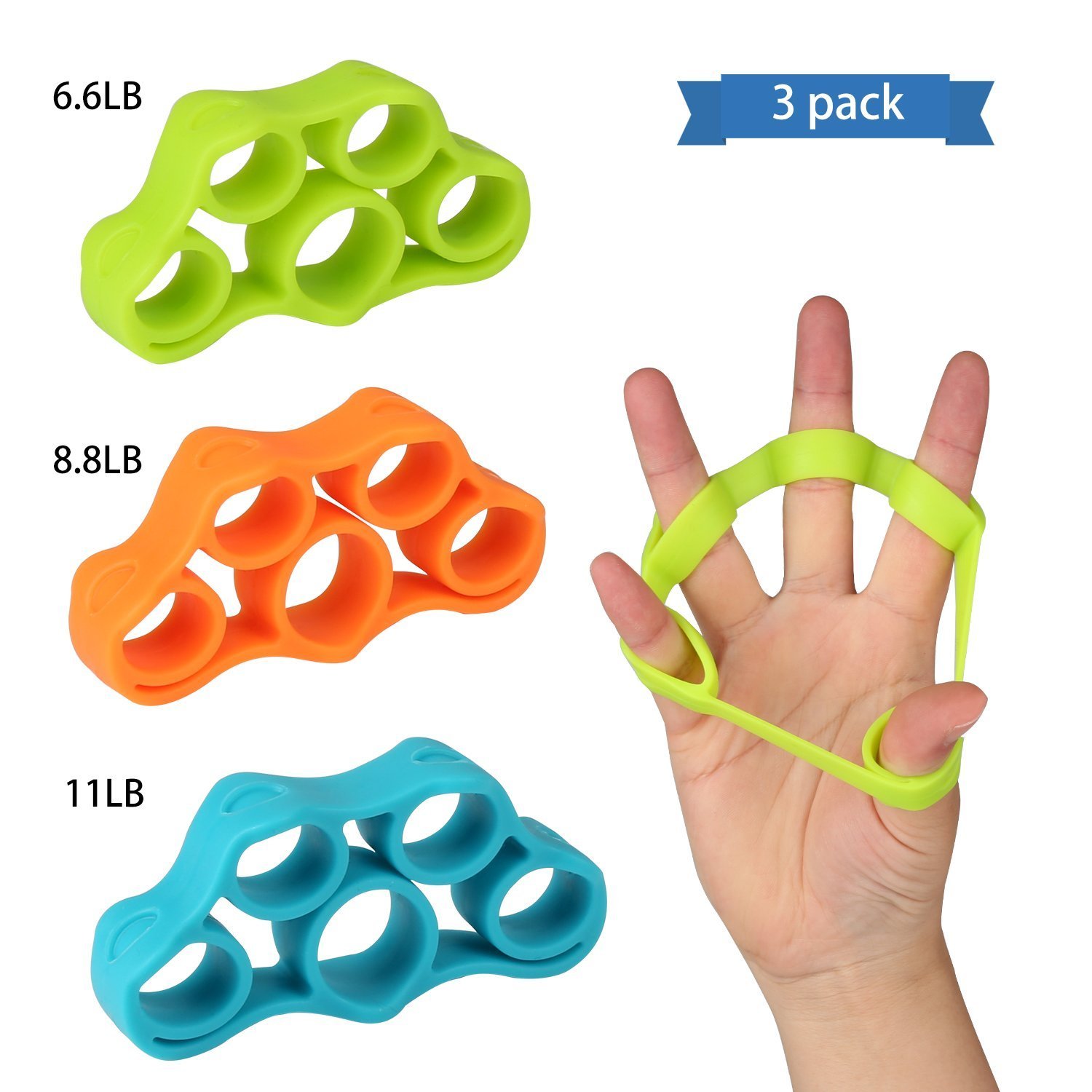 Caipudan Silicone Finger Stretcher Hand Resistance Bands，hand Extensor Exerciser Hand Grippers