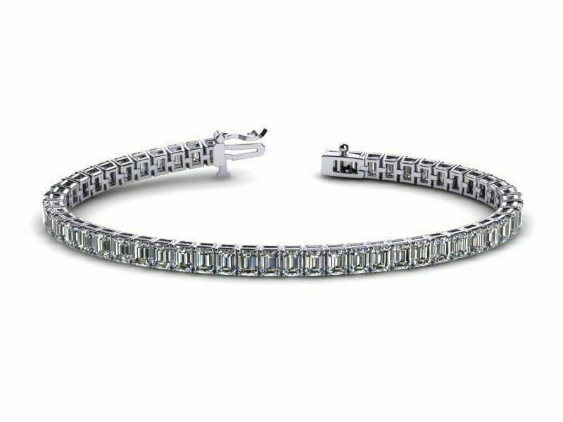 0ct Emerald Cut Diamond Tennis Bracelet 14K White Gold Over Party Wear