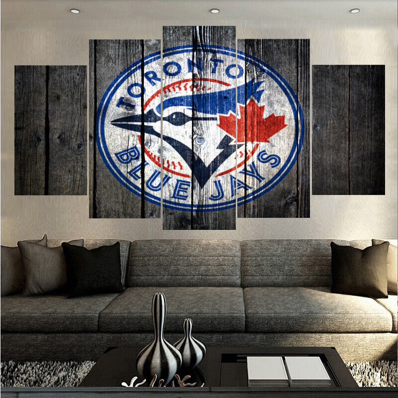 Large Framed Toronto Blue Jays Baseball Canvas Print Wall Art Home 5 Piece Posters & Prints