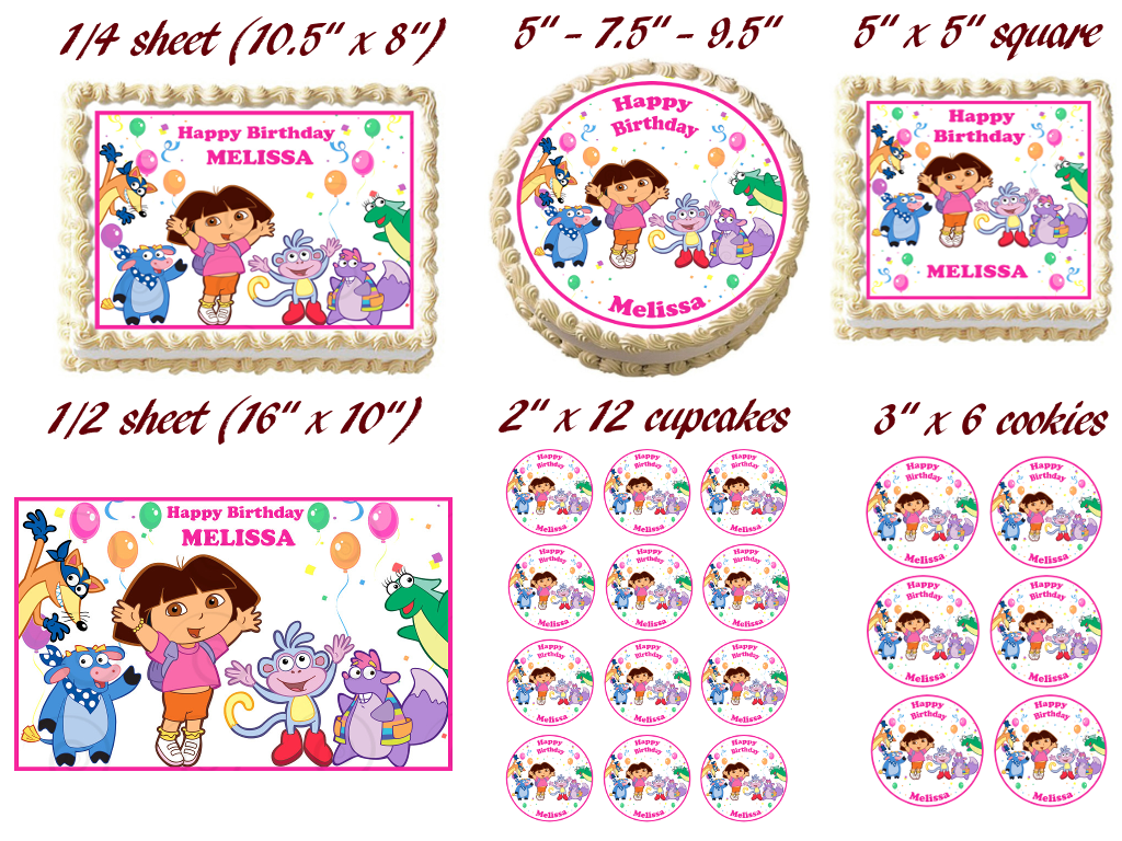 DORA THE EXPLORER Edible cake topper image party decoration Candles