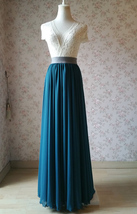 Chiffon Bridesmaid Maxi Skirt High Waist Chiffon Maxi Skirt Teal blue Plus Size image 4