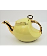 Hall Yellow 6 Cup Teapot #0339S Gold Tone Trim USA - $50.20