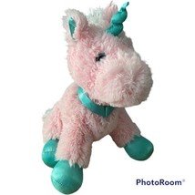 Pink Unicorn Plush Dan Dee Collector's Choice Sitting Green Horn & Feet Sparkly  - $17.80