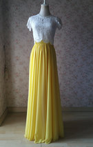Yellow Chiffon Maxi Skirt Outfit Yellow High Waisted Floor Pleated Chiffon Skirt image 5