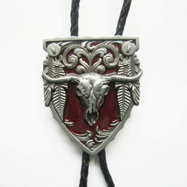 New Vintage Red Long Horn Bull Western Bolo Tie Necklace also Stock in US