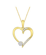 0.30 Carat Round Cut Diamond Women&#39;s Heart Pendant 14k Yellow Gold Finis... - $88.99