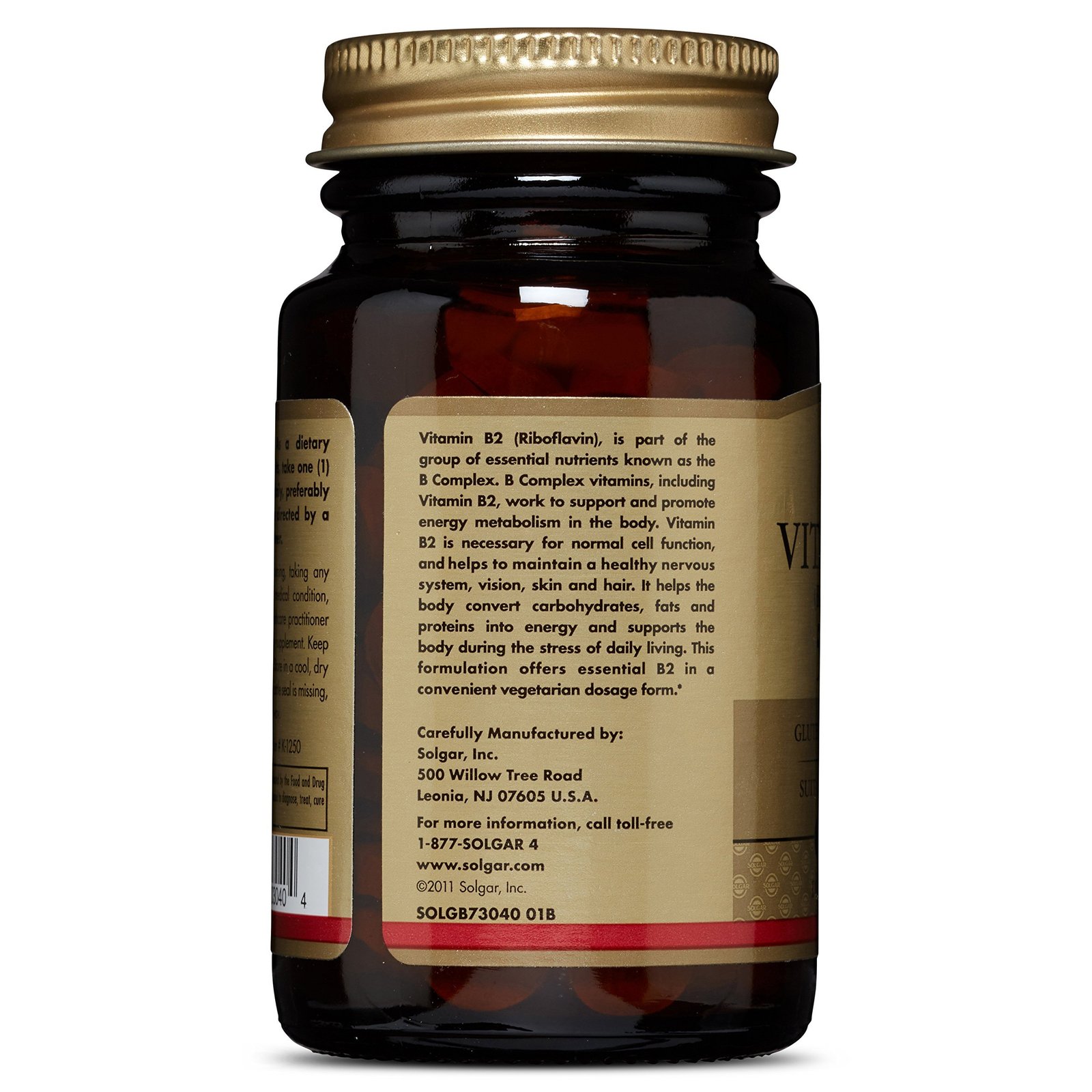 Solgar Vitamin B2 (Riboflavin) 50 mg, 100 Tablets Howlite