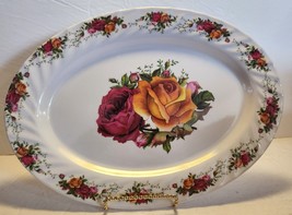 PLASTIC Serving Platter Plate Old Country Rose Pattern Compatible 14&quot; X 10&quot; - $8.99