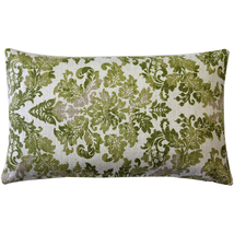 Calliope Green Damask Pattern Throw Pillow 12x20, Complete with Pillow I... - $41.95