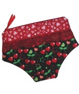 Cherries Bikini Panties Cosmetic Bag Cherry Hearts Pink Lime Red Heart Z... - $16.00