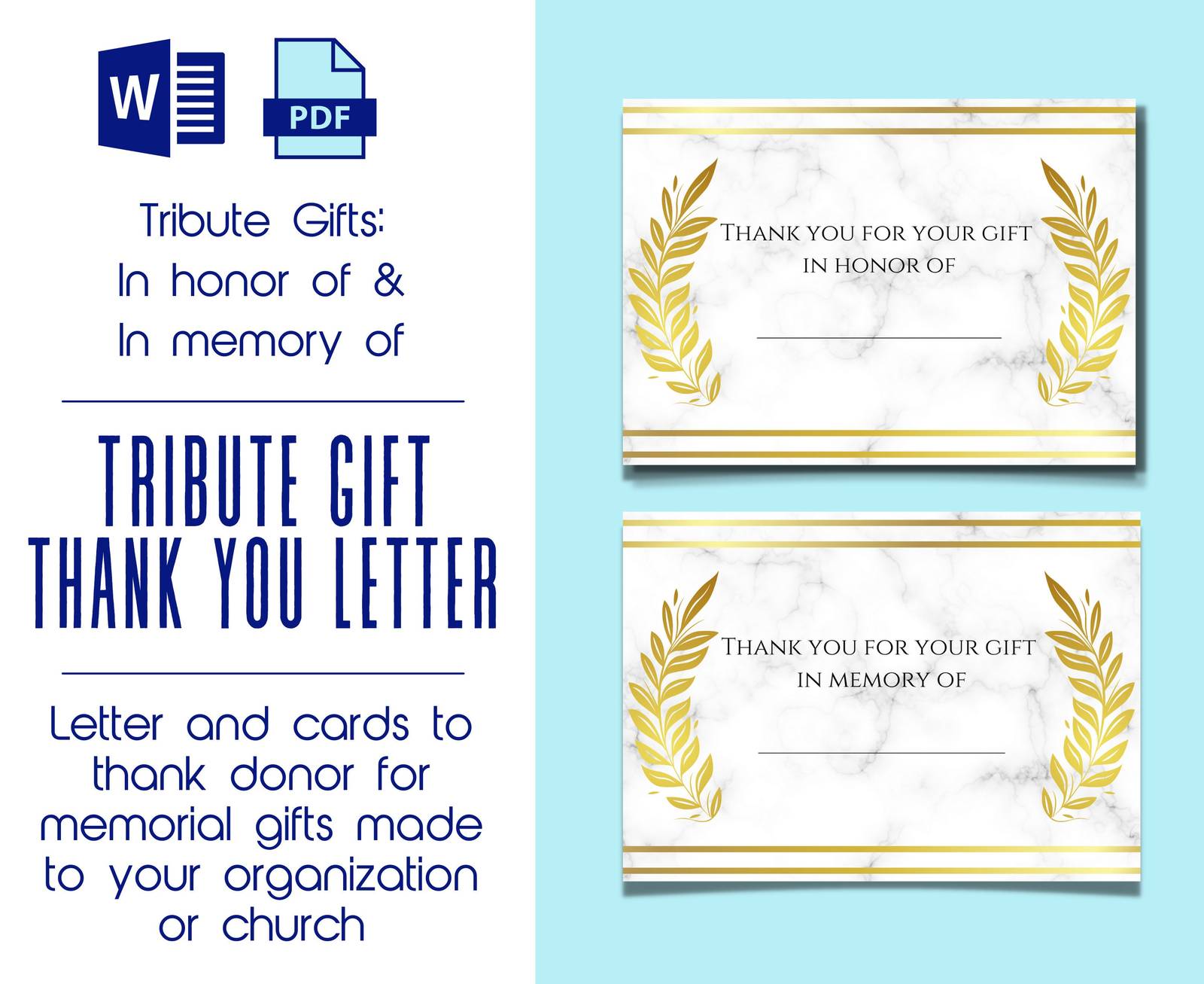 Tribute Gift Thank You Letters | In Memory of | In Honor of | Memorial Donation